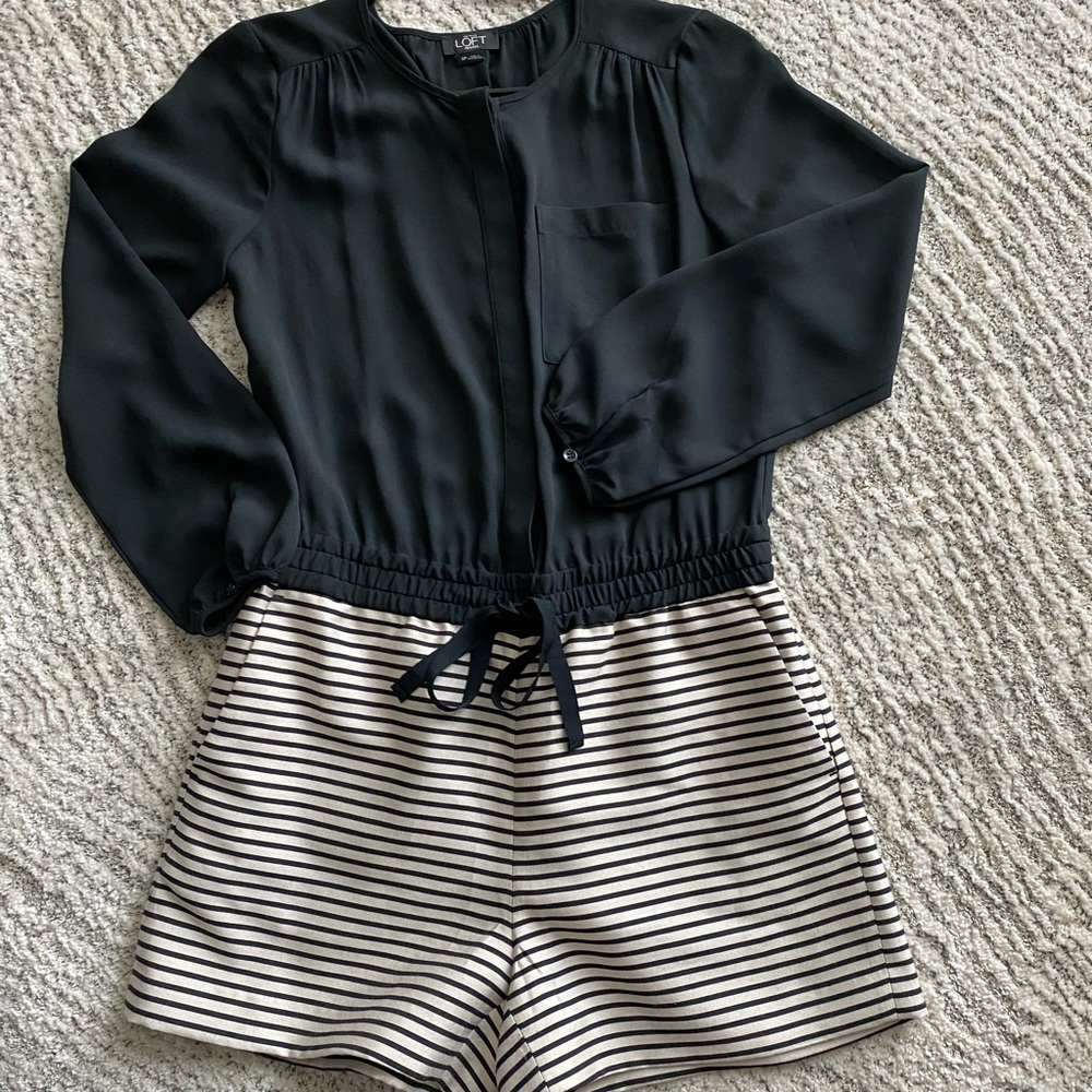 Adorable LOFT cream/black romper